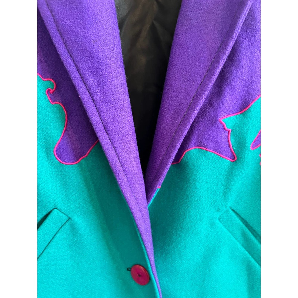 1980s 80s Vintage Western Southwest Cindy Owings Colorblock Wool Blazer Jacket - Picture 6 of 9